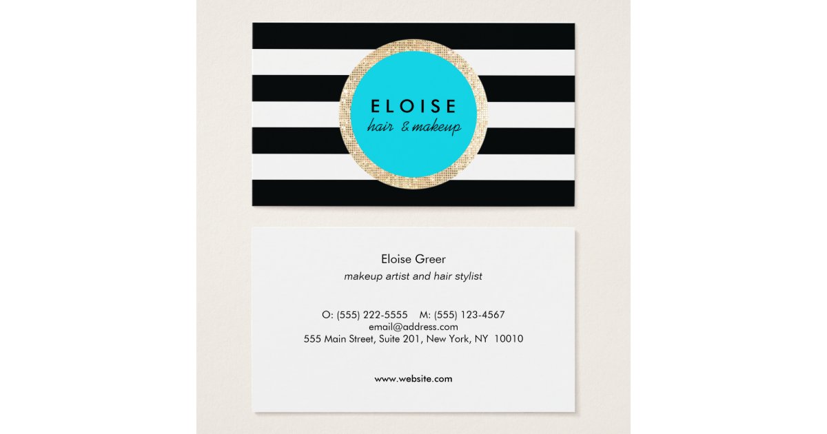 black and white stripe business cards