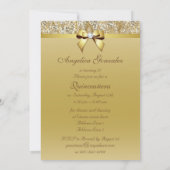 Faux Gold Sequins and Bow Quinceañera Invitation (Back)