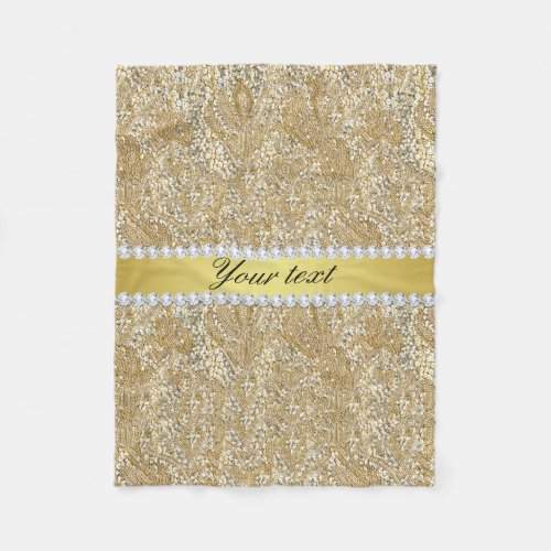 Faux Gold Sequins and Diamonds Fleece Blanket