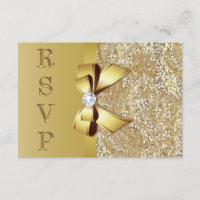 Faux Gold Sequins Bow Diamond RSVP