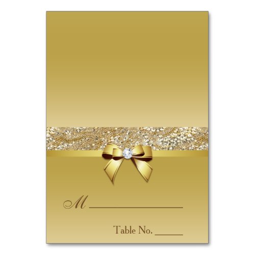 Faux Gold Sequins Diamond Bow Place Card