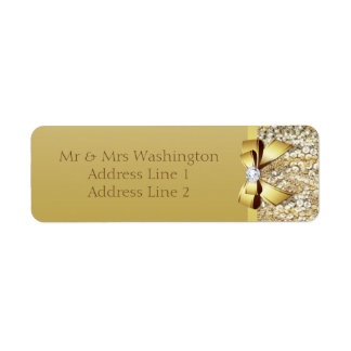 Faux Gold Sequins Gold Bow and Diamond Label