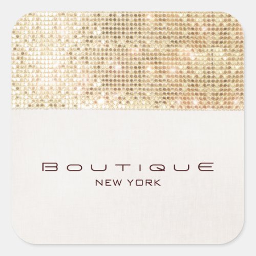 FAUX Gold Sequins Linen Look Trendy and Chic Square Sticker