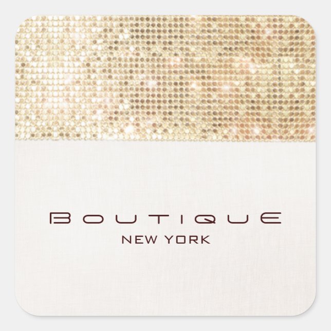 FAUX Gold Sequins Linen Look Trendy and Chic Square Sticker (Front)