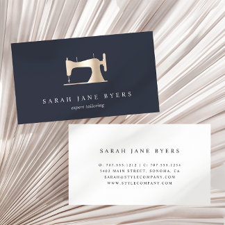 Faux Gold Sewing Machine | Seamstress or Tailor Business Card