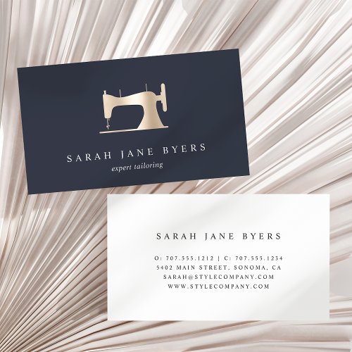 Faux Gold Sewing Machine  Seamstress or Tailor Business Card