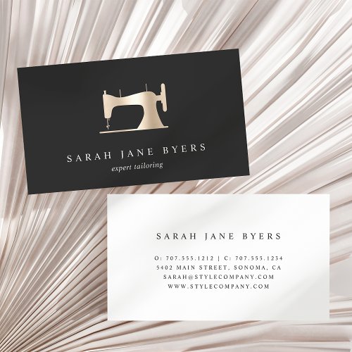 Faux Gold Sewing Machine  Seamstress Tailor Business Card