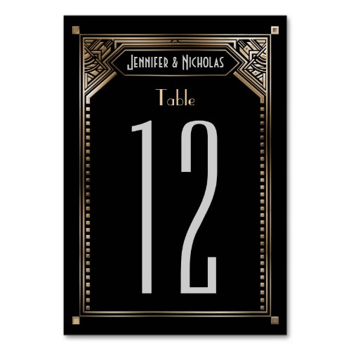 Faux Gold Shaded Gatsby Art Deco Table Number