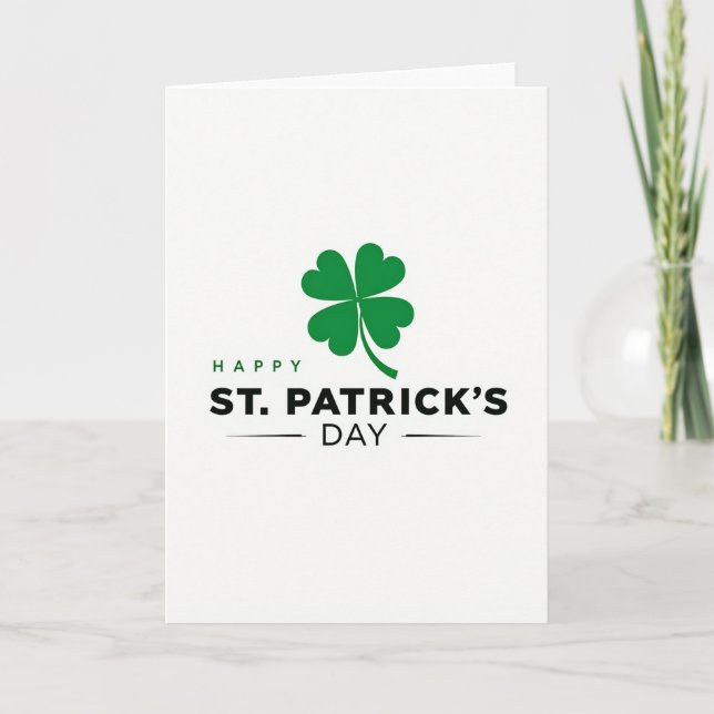 Faux Gold Shamrock Happy Day Card (Front)