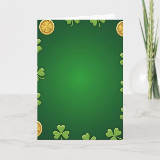 Faux Gold Shamrock Luck Card (Front)