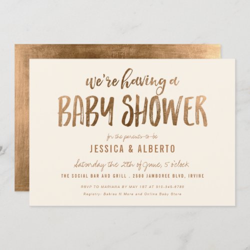 Faux Gold Shimmer Chic Baby Shower Invitation