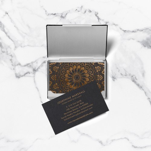 Faux Gold Shimmer Mandala Business Card