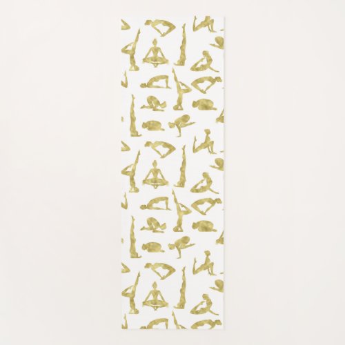 Faux Gold Silhouettes Yoga Poses Yoga Mat
