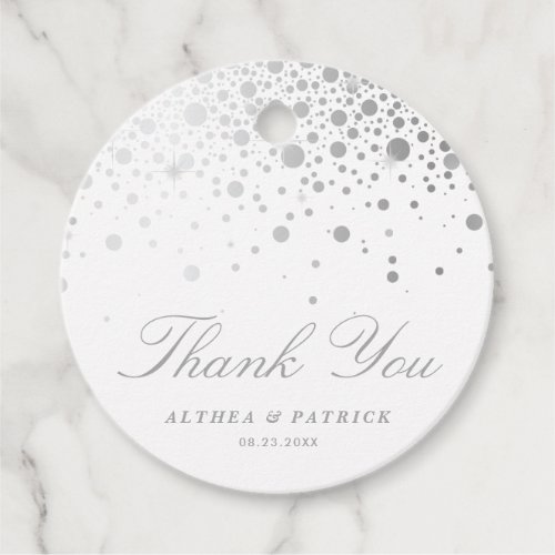 Faux Gold Silver Confetti Dots Wedding Thank You Favor Tags