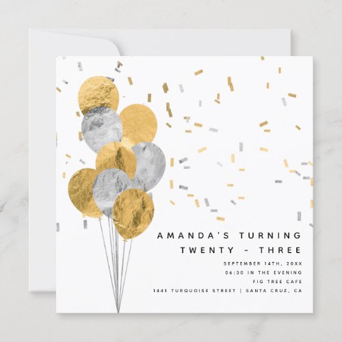 Faux Gold & Silver Foil Modern Adult Birthday Invitation - Faux Gold & Silver Foil Modern Adult Birthday Invitation
Message me for any needed adjustment