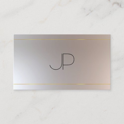 Faux Gold Silver Modern Monogram Professional Business Card