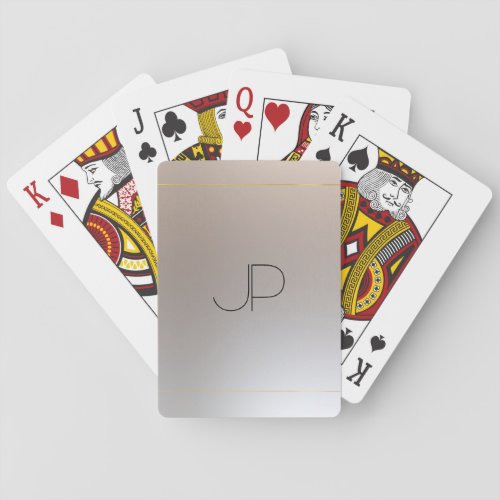 Faux Gold Silver Monogram Template Elegant Poker Cards