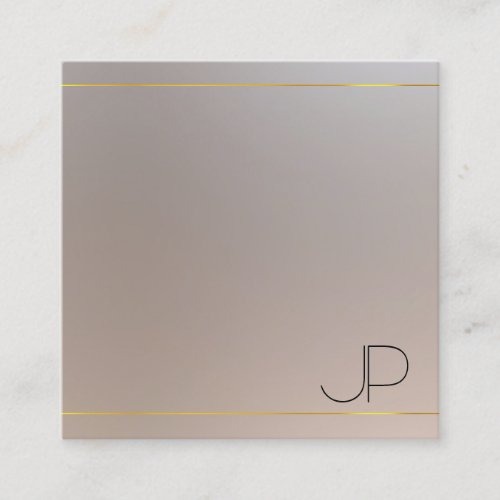 Faux Gold Silver Monogrammed Modern Elegant Square Business Card