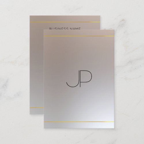 Faux Gold Silver Monogrammed Modern Template Business Card