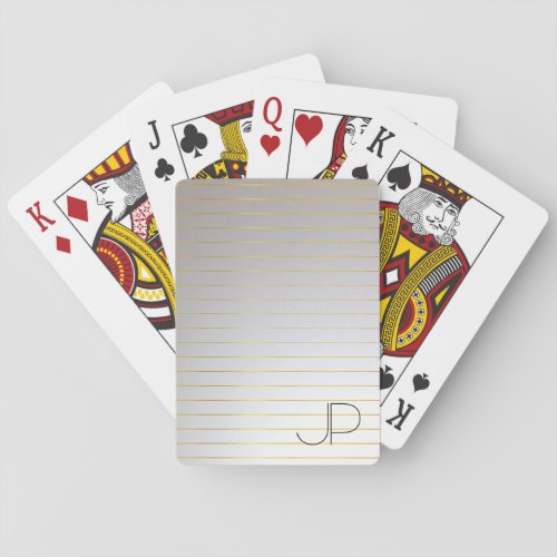 Faux Gold Silver Monogrammed Template Elegant Playing Cards