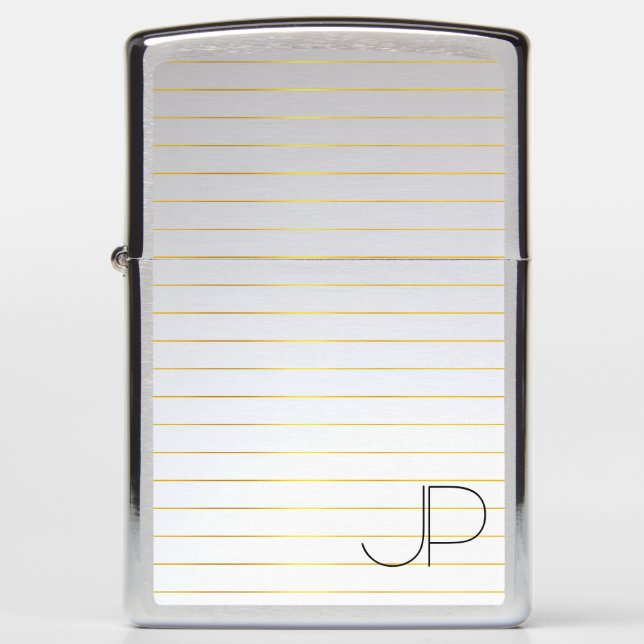Faux Gold Silver Monogrammed Template Elegant Zippo Lighter (Front)