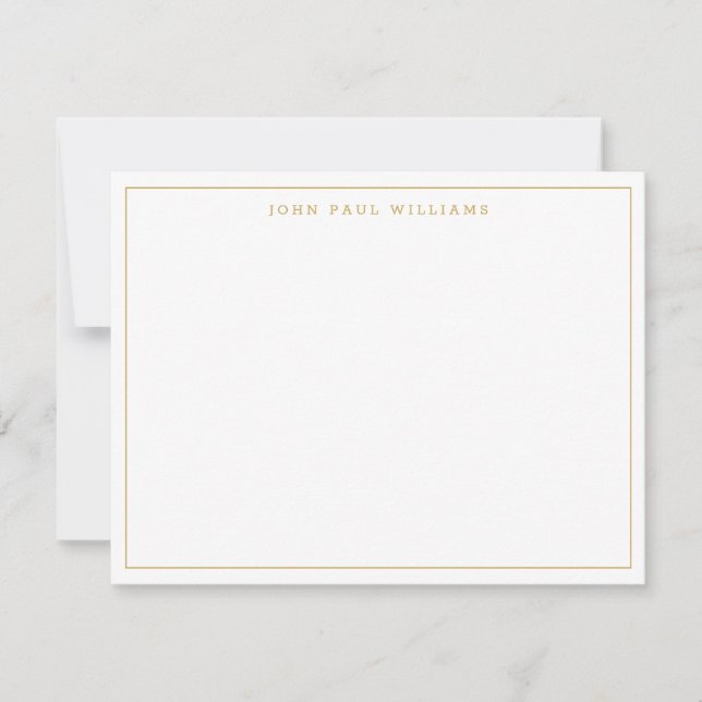 Faux Gold Simple Modern Professional Thin Border Note Card (Front)