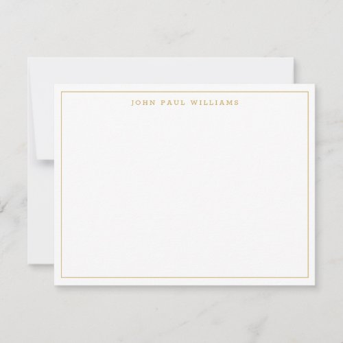 Faux Gold Simple Modern Professional Thin Border Note Card