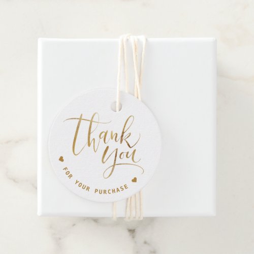 Faux Gold Simple Modern Script Business Thank You Favor Tags