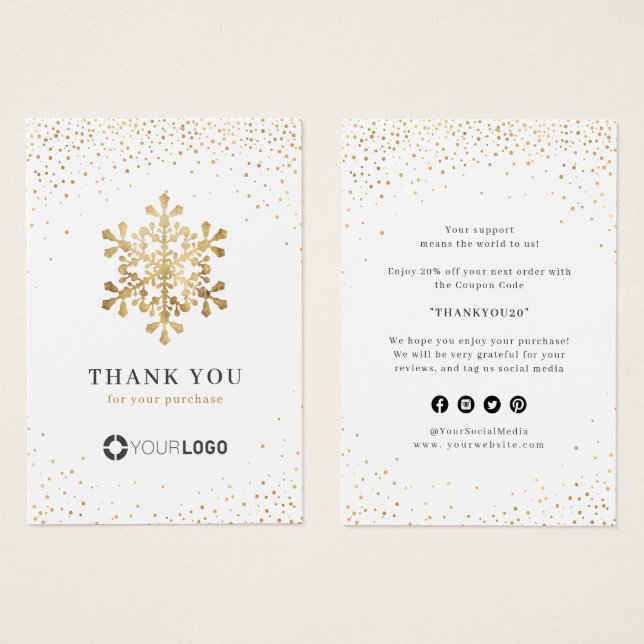 Faux gold Snowflake Christmas Thank You Insert (Front & Back)