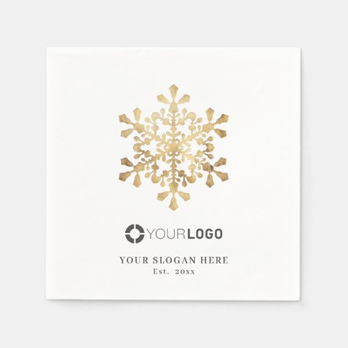 Faux gold snowflake company logo Christmas Napkins