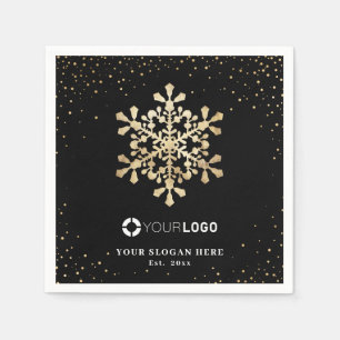 Faux gold snowflake company logo Christmas Napkins