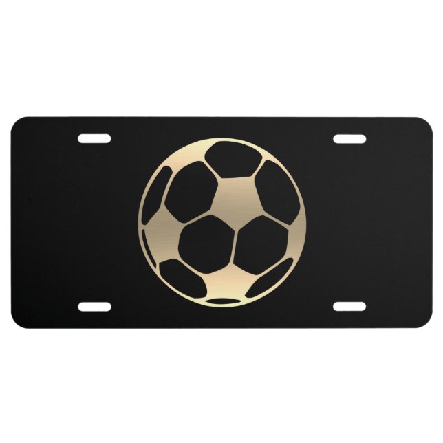 Faux Gold Soccer Ball License Plate (Front)