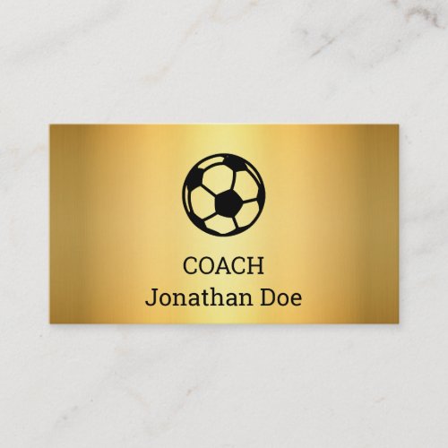 Faux Gold Soccer Coach Business Card