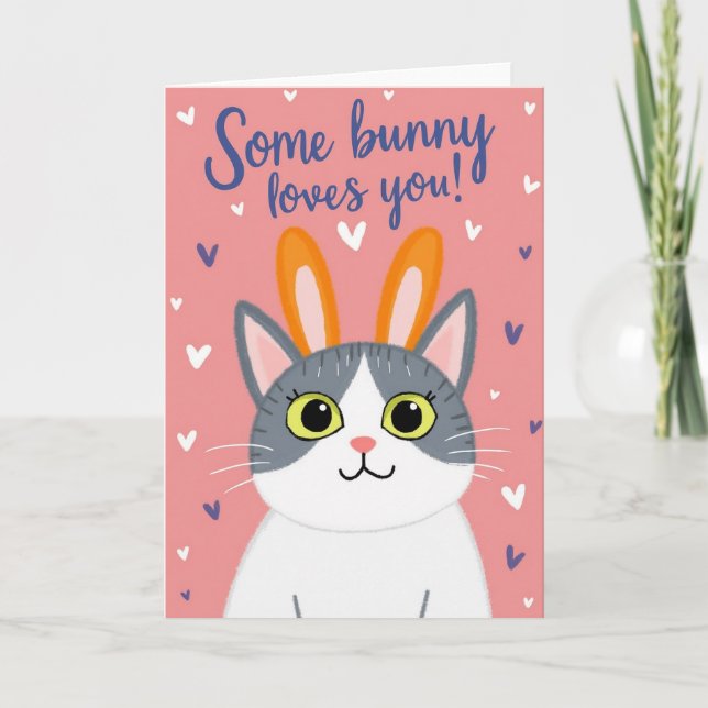 Faux Gold Some Bunny Loves You Card (Front)