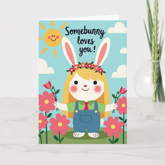 Faux Gold Somebunny Loves You Card (Front)