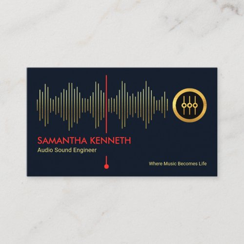 Faux Gold Sound Frequency Studio Engineer DJ Business Card