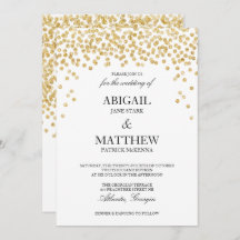 Faux Gold Sparkle Confetti Wedding Invitation