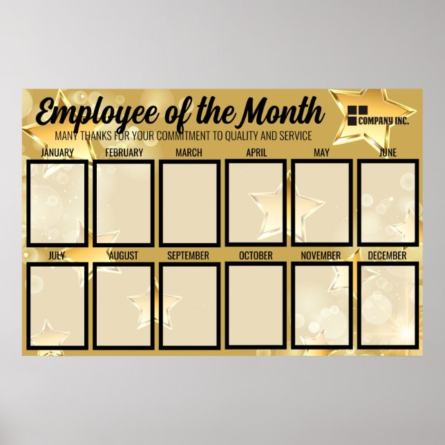 Faux gold-sparkle employee of the month photo poster (Front)