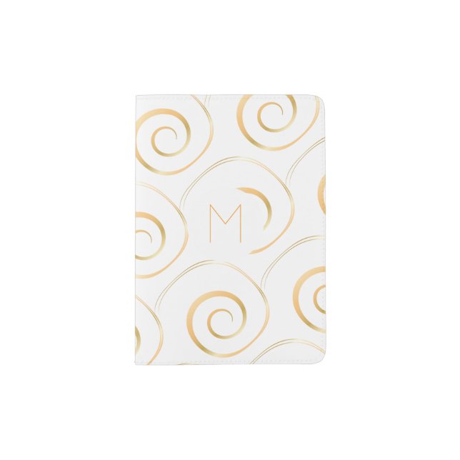 (Faux Gold) Spiral Monogram | Passport Holder (Front)