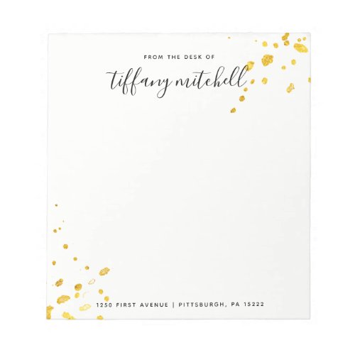 Faux Gold Splashes with Elegant Typography Notepad