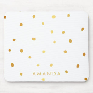 Faux GOLD SPOT DOTS PERSONALIZE ADD YOUR NAME Mouse Pad