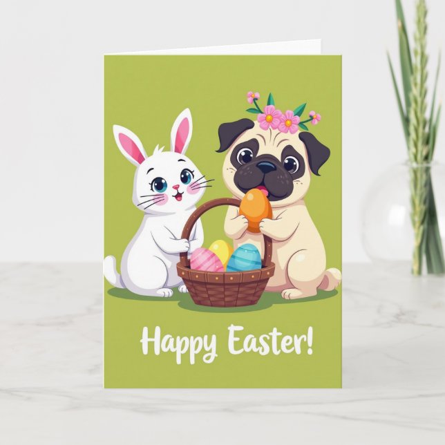 Faux Gold Spring Animal Friends Card (Front)