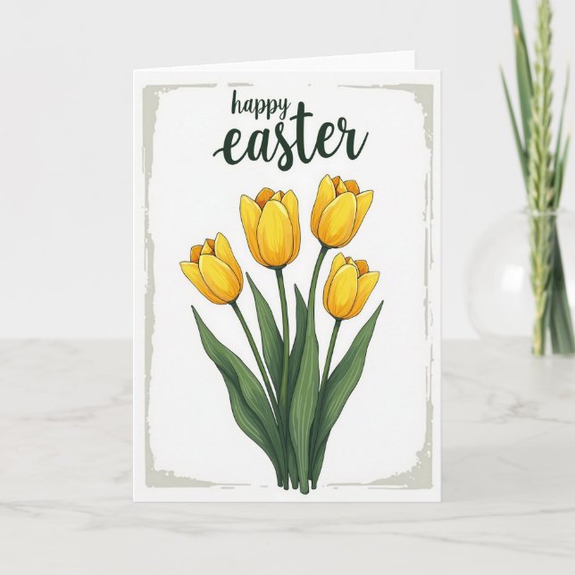 Faux Gold Spring Floral Card (Front)