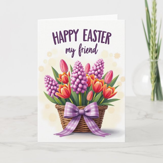 Faux Gold Spring Flowers Card (Front)