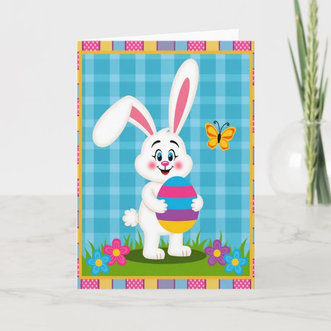 Faux Gold Spring Rabbit Scene Card (Front)