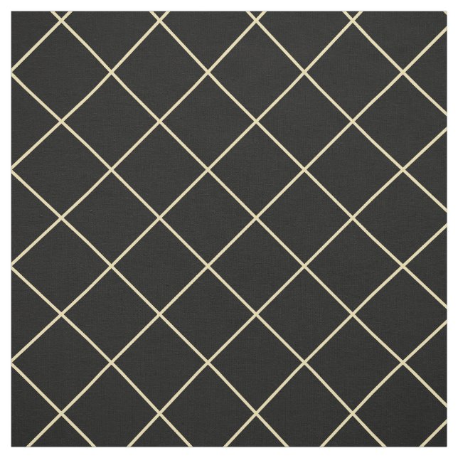 Faux Gold Squares Black Checkered Modern Geometric Fabric (Swatch)