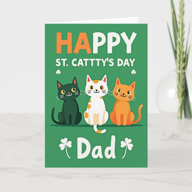 Faux Gold St Cattys Day Dad Card (Front)