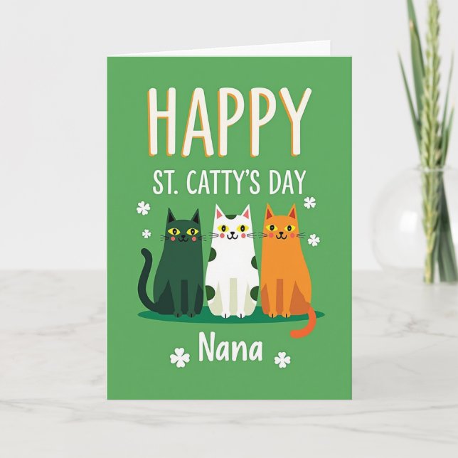 Faux Gold St Cattys Day Nana Card (Front)