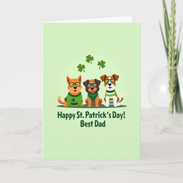 Faux Gold St Patricks Best Dad Card (Front)