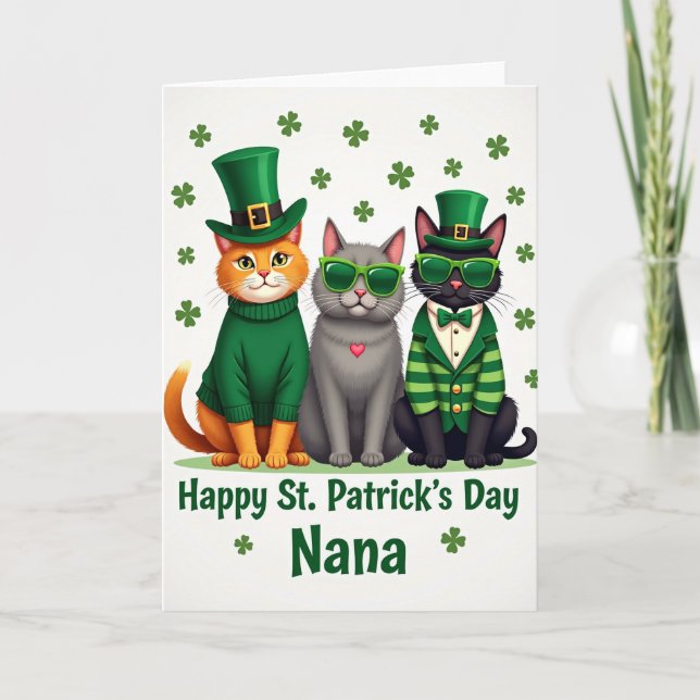 Faux Gold St Patricks Day Cats Card (Front)